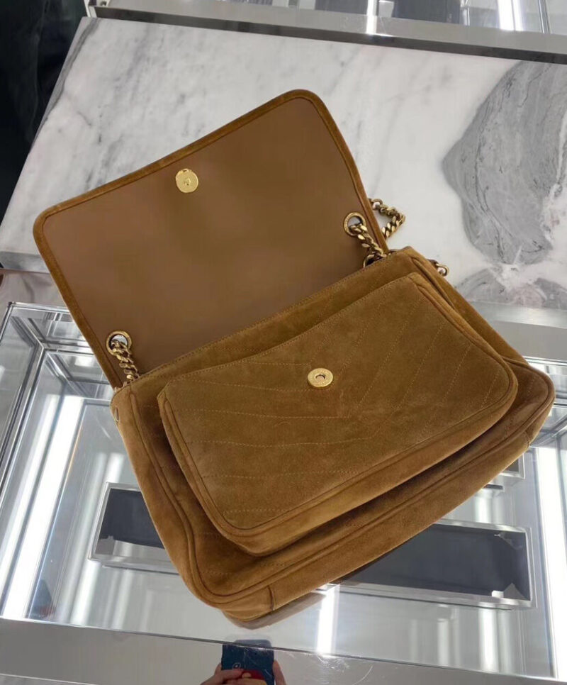 Saint Laurent Niki Medium In Suede And Smooth Leather 498894 Coffee